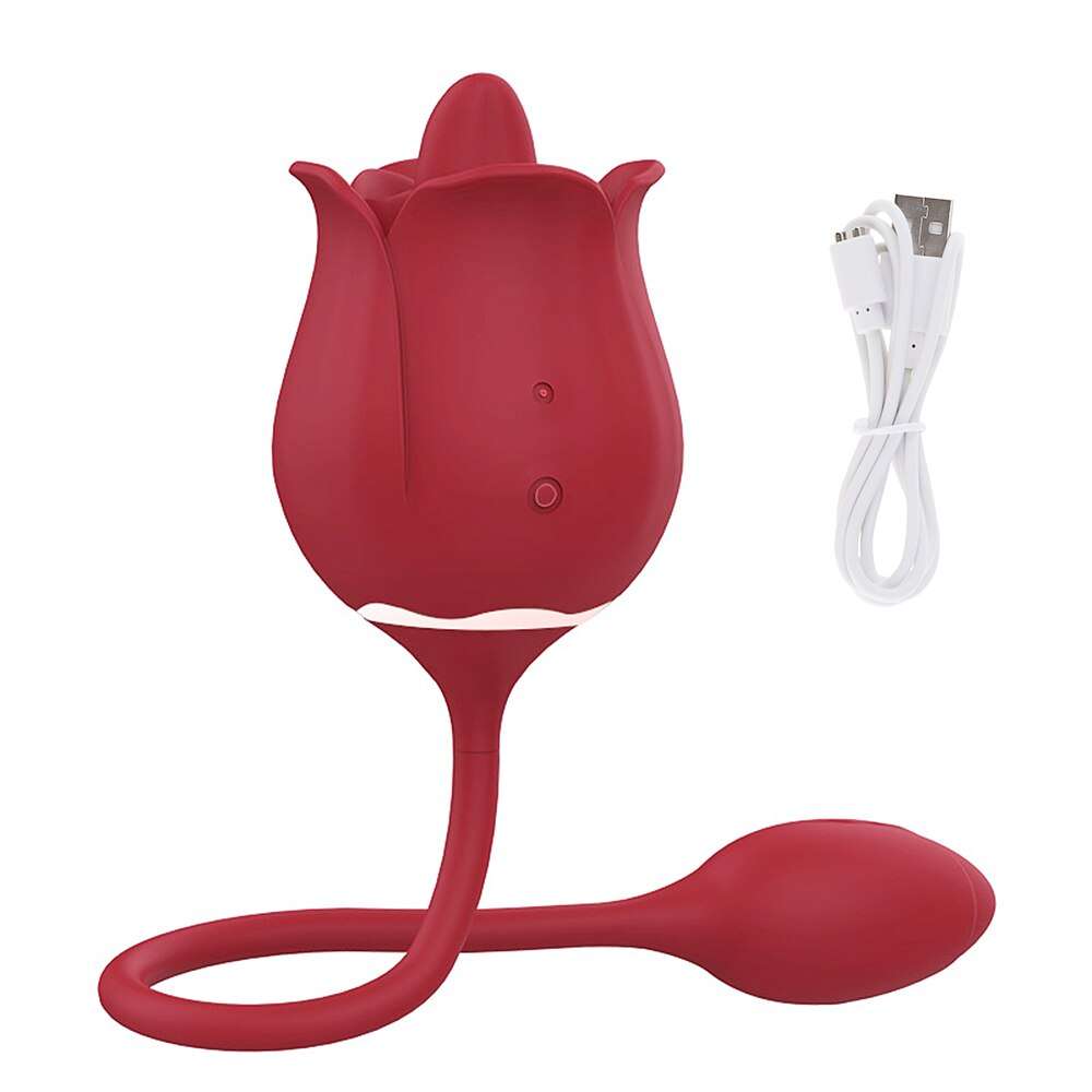 2 in 1 rose toy red rose licking mode with usb cable