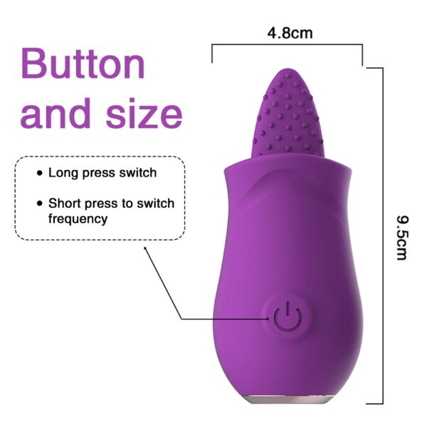 Botón y tamaño del lamedor de clítoris