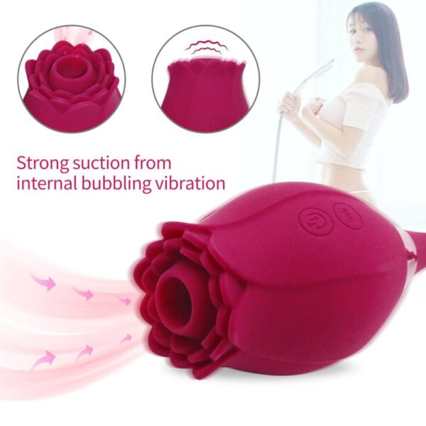 adorime rose toy strong suction from internal bubbling vibration