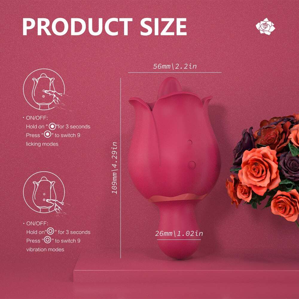 Dimensioni del prodotto del giocattolo rosa bifacciale