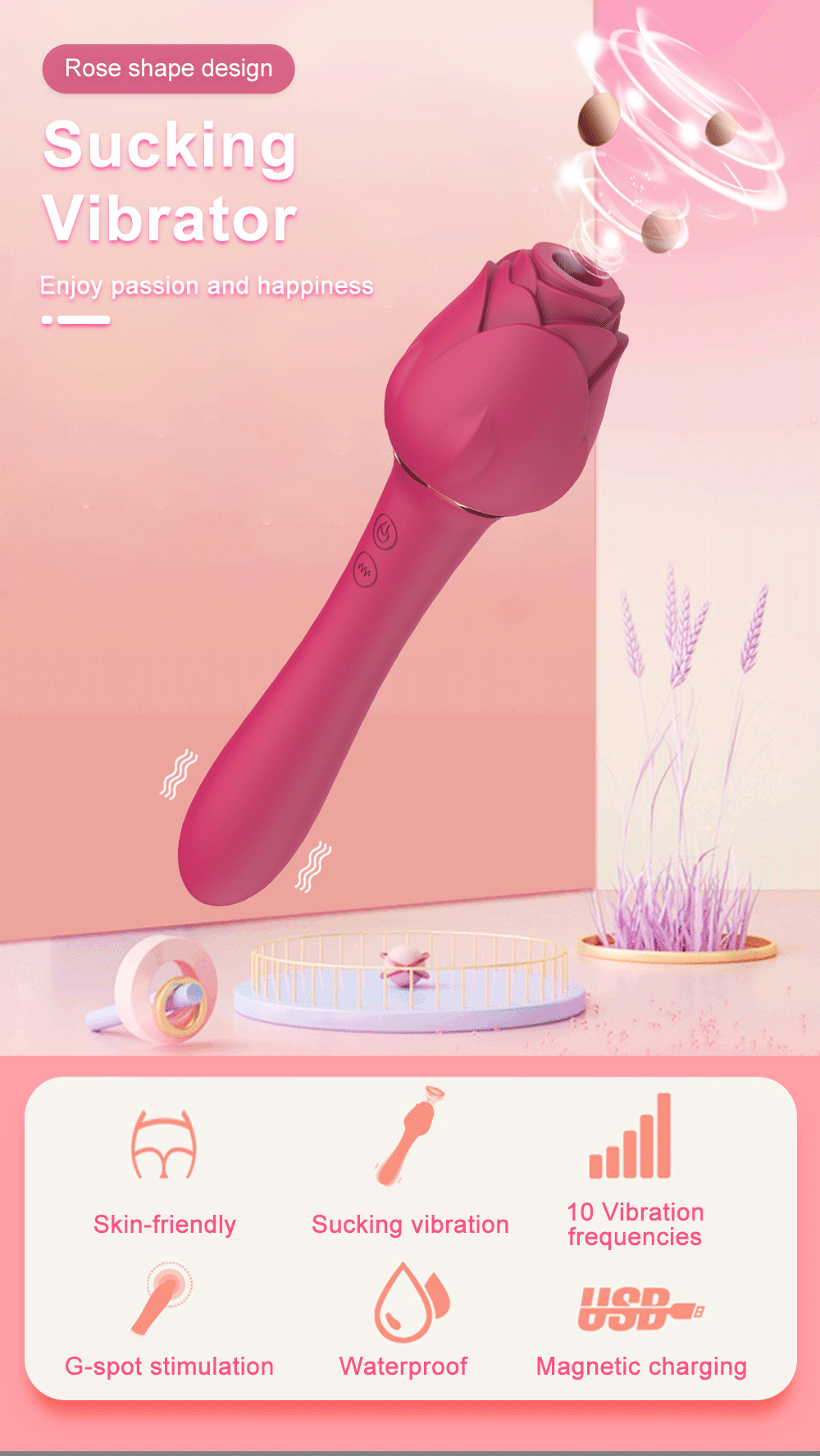 vibrador succionador de clítoris rosa