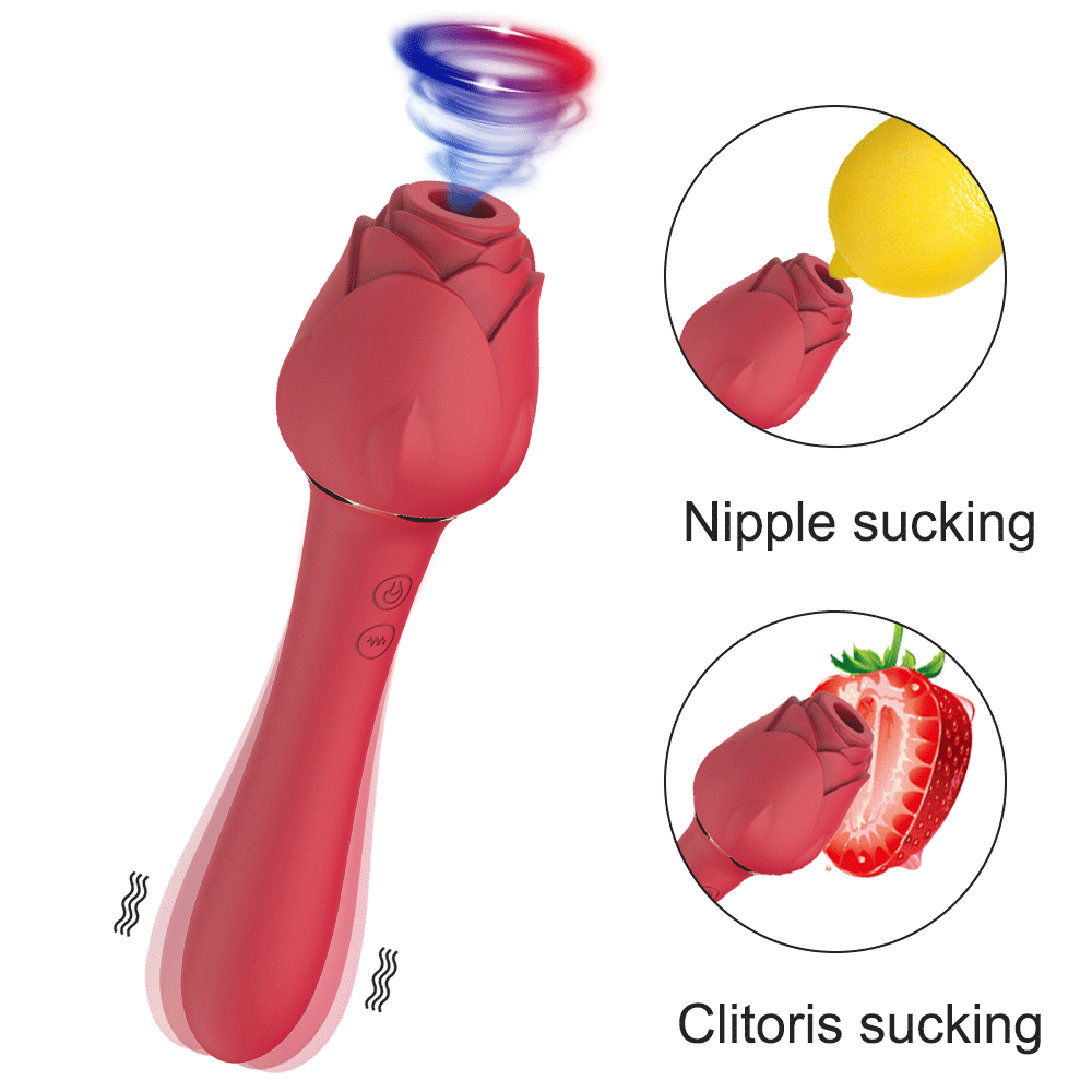 roze speelgoed tepelzuigen en clitoris zuigen