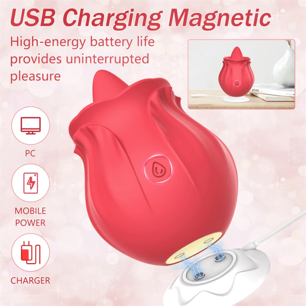 rosebud vuxen leksak USB-laddning magnetisk