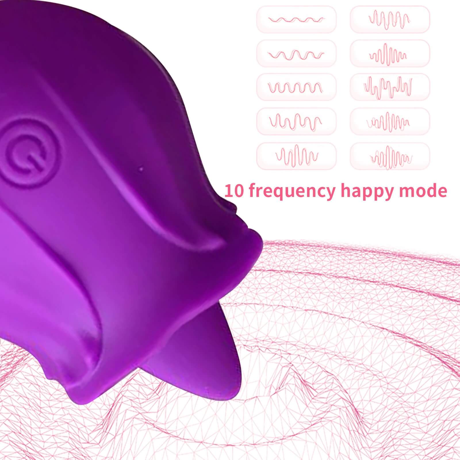 the rose toy with tongue 10 frequency happy mode