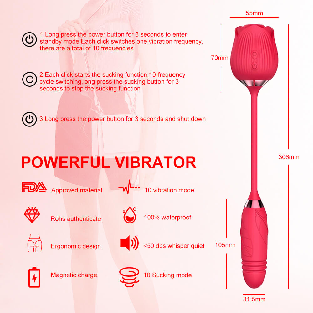 rose dildo instructions and product size