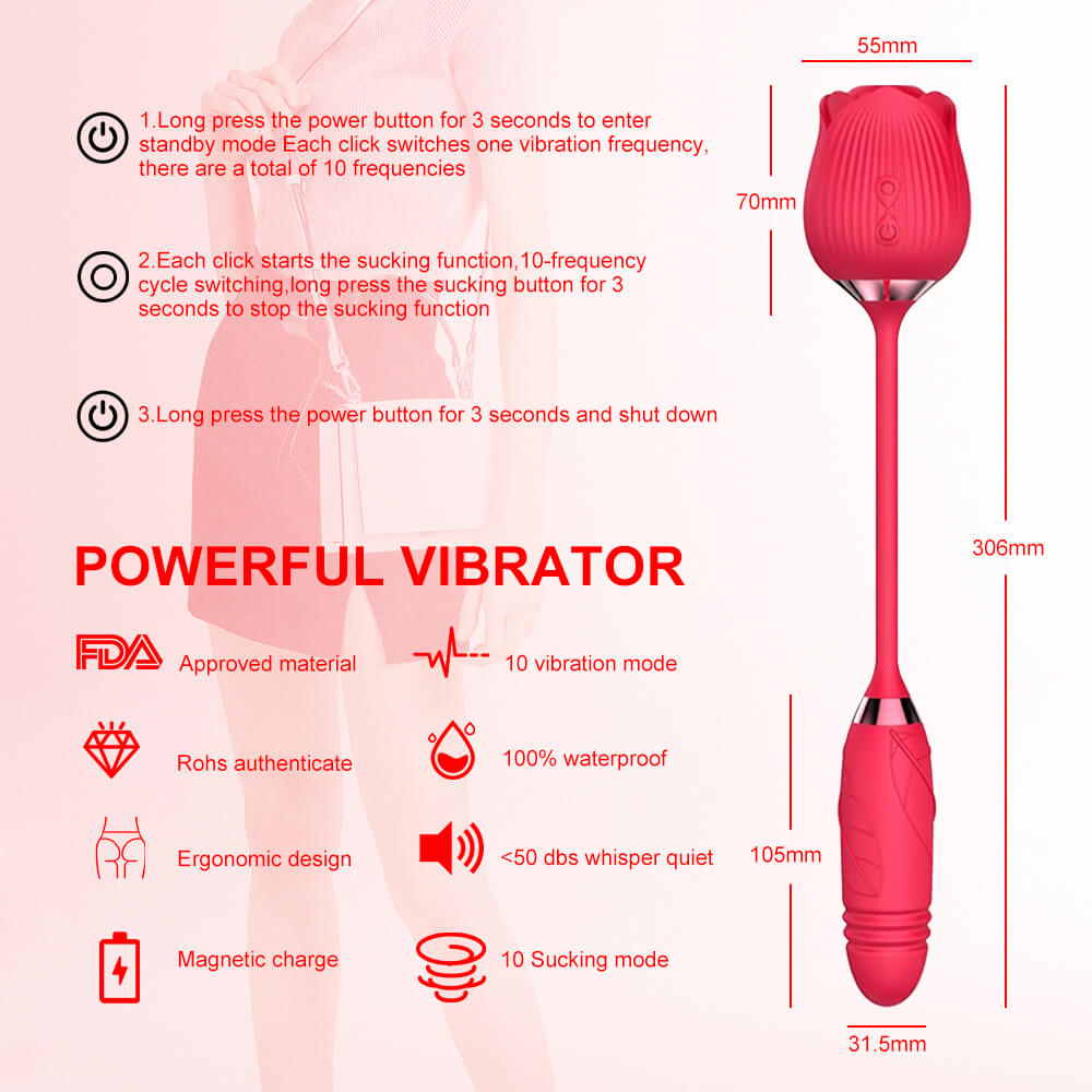 Instructions pour le gode rose et taille du produit