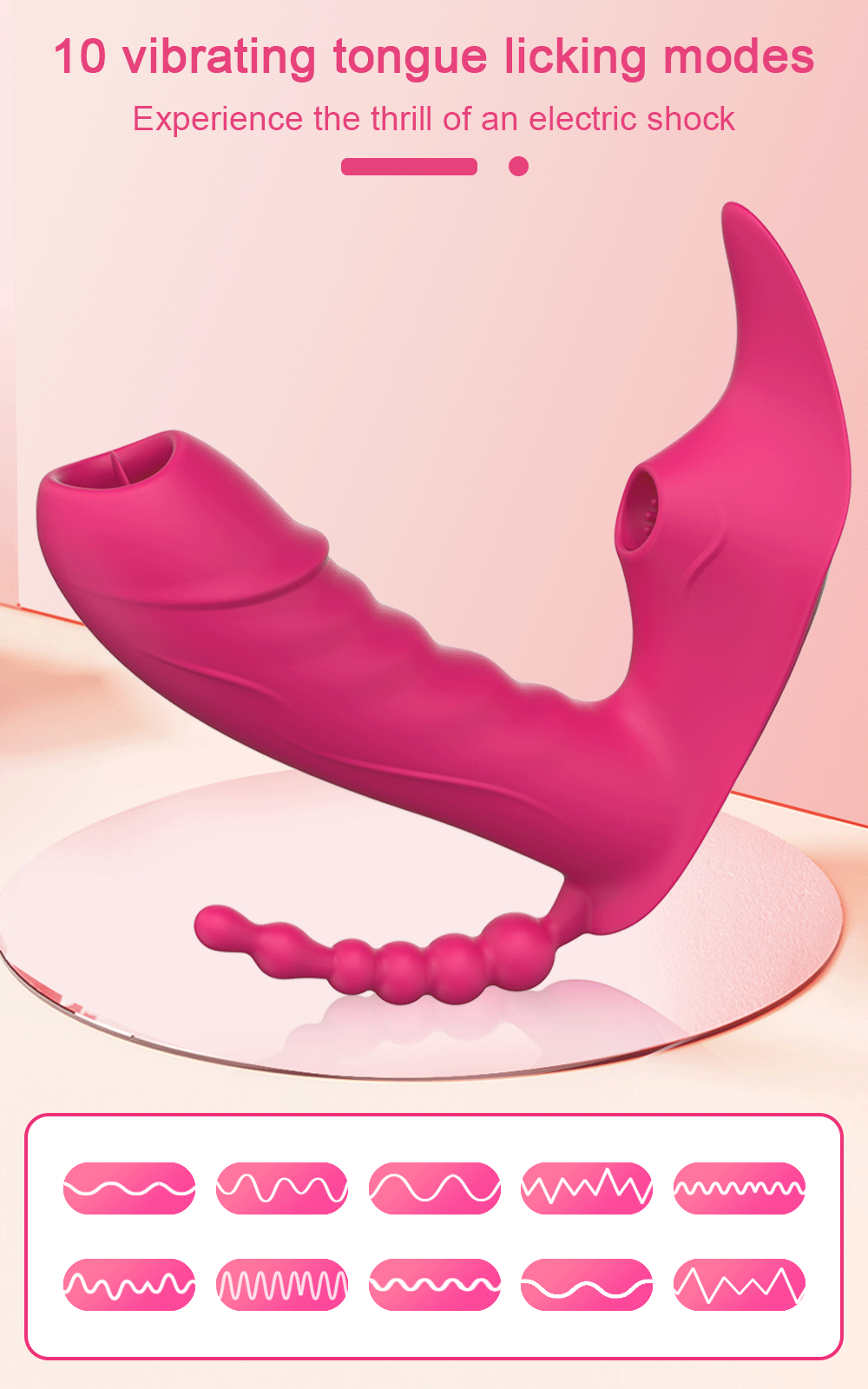 Succhiatore di clitoride con dildo punto G 10 modalità di leccata di lingua vibrante