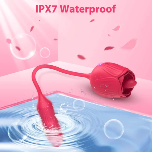Vibratore Rose Licker con Dildo G-Spot IPx7 impermeabile