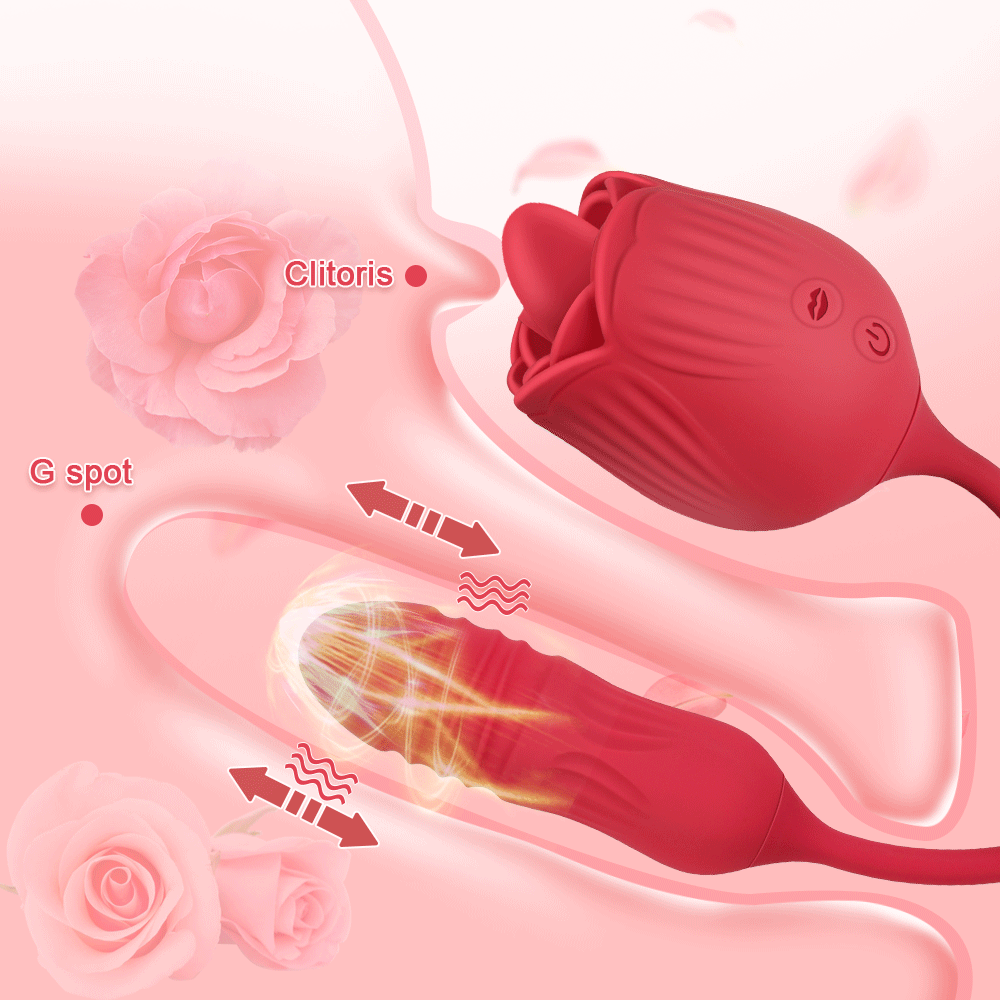 Vibrateur lécheur de rose avec gode point G clitoris point G