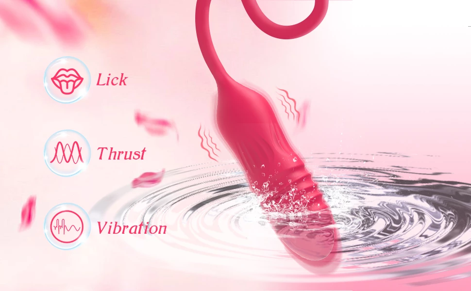 Rose Licker Vibrator med G-Spot Dildo slicka och driva vibrationer
