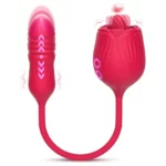 Rose Licker Vibrator with G-Spot Dildo red color