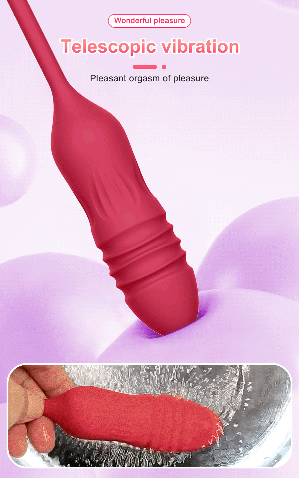 Rose Licker Vibrator med G-Spot Dildo teleskopisk vibration