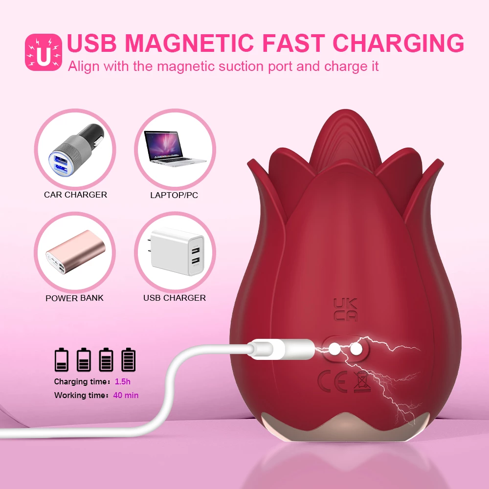 Licking Rose Toy USB magnético de carga rápida