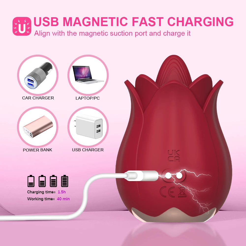 Licking Rose Toy USB magnetisk snabbladdning