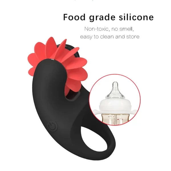 Clit Rose Toy in silicone alimentare con anello per il pene
