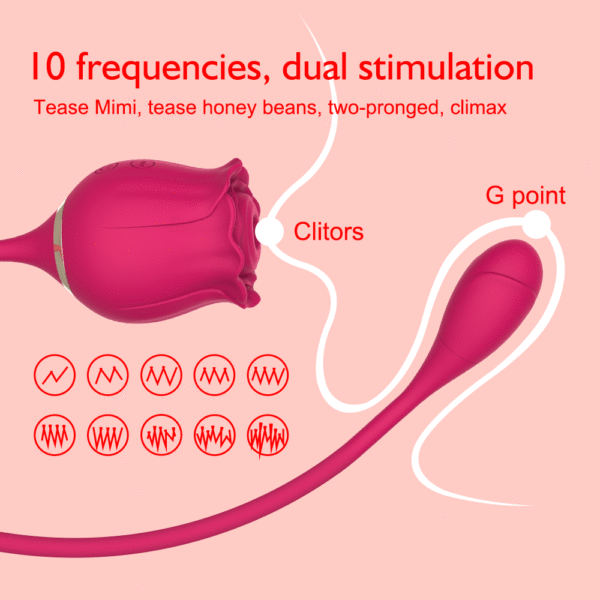 Double Action Rose Toy 10 frekvenser dubbel stimulering
