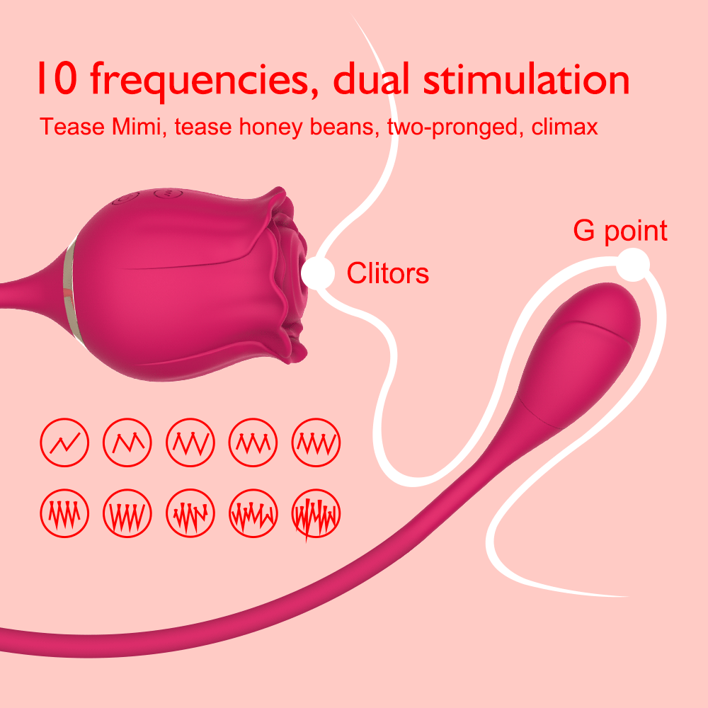 Jouet Rose double action stimulation double pour le clito et le point G