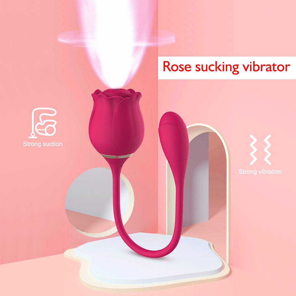 Juguete rosa de doble acción vibrador succionador de fuerte succión