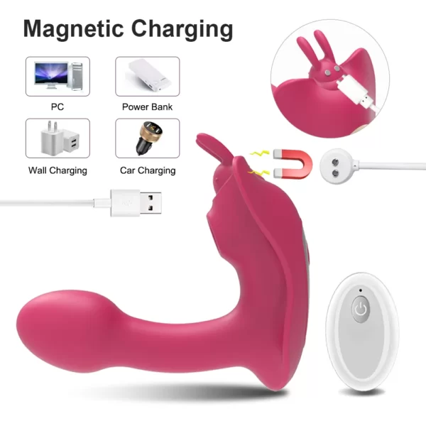 Nuevo juguete rosa con un consolador de carga magnética