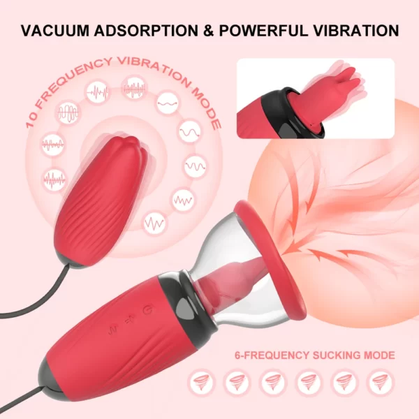 Roze tepelzuiger met vacuümabsorptie en krachtige vibratie