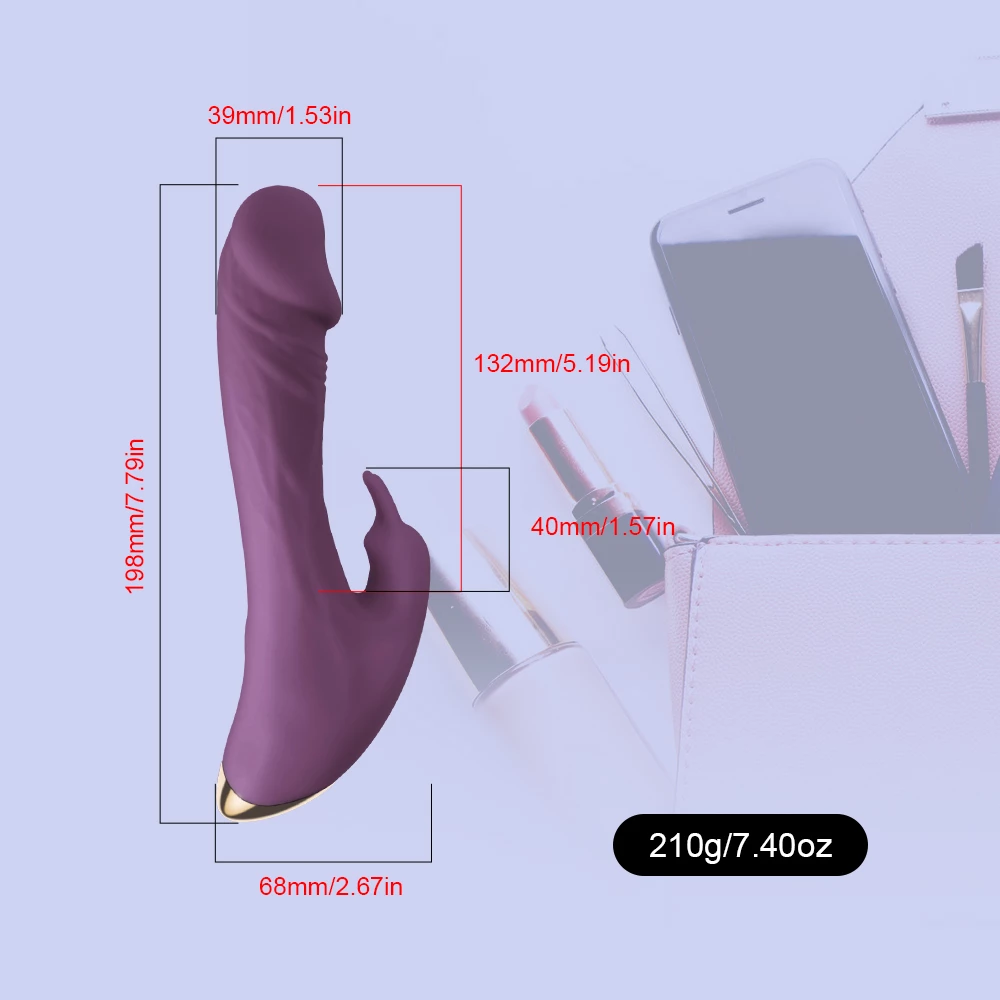 Juguete sexual rosa con pene 210 g 1,53 pulgadas de ancho