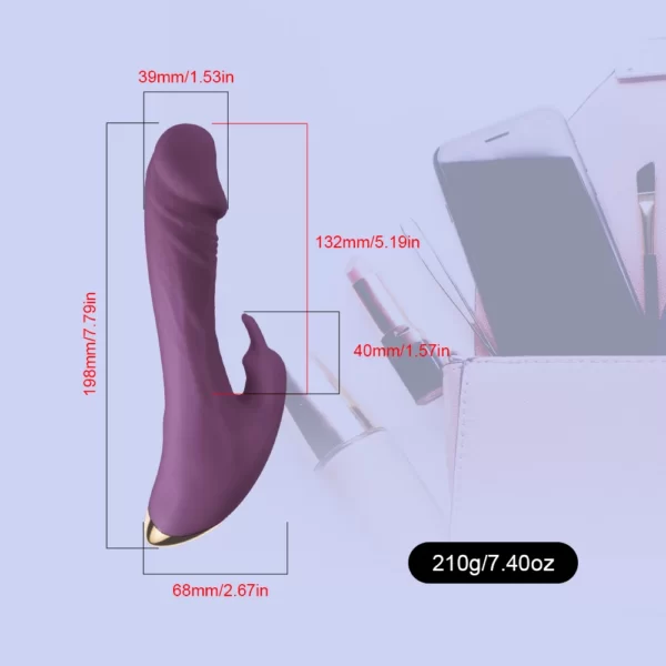 Rose sexleksak med penis produktstorlek 7,9 tum lång