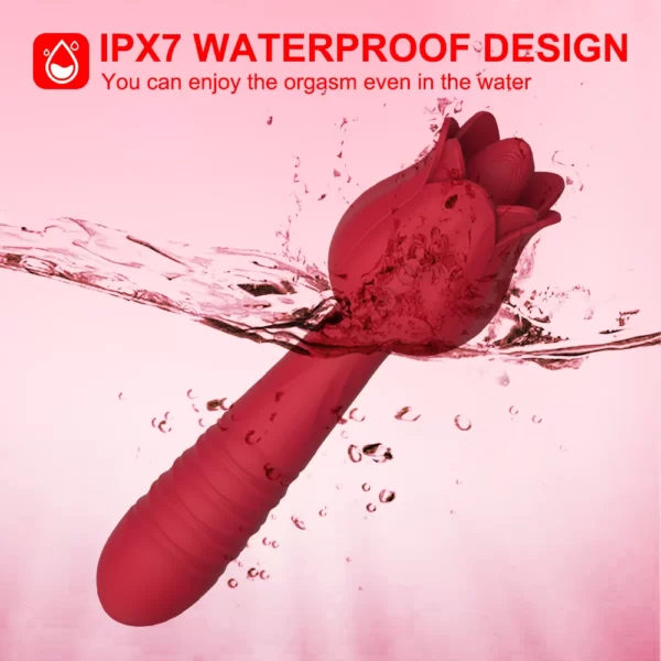 Thrusting Rose Toy With Dildo IPX7 vattentät design