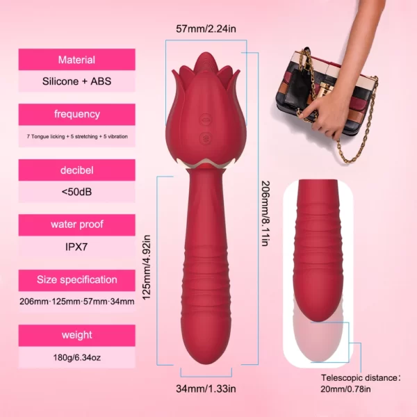 Thrusting Rose Toy With Dildo Product Spec Size