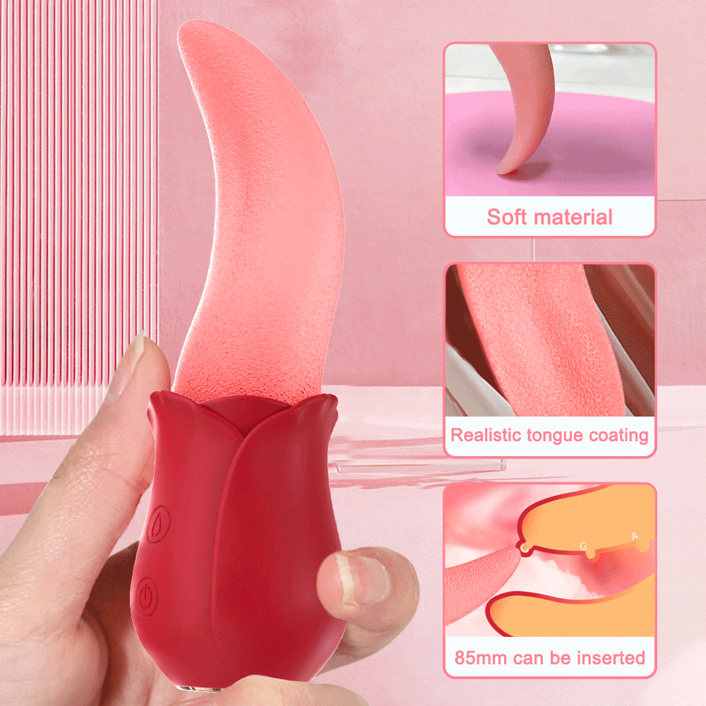 Vibrador rosa para lamer la lengua silicona de grado médico