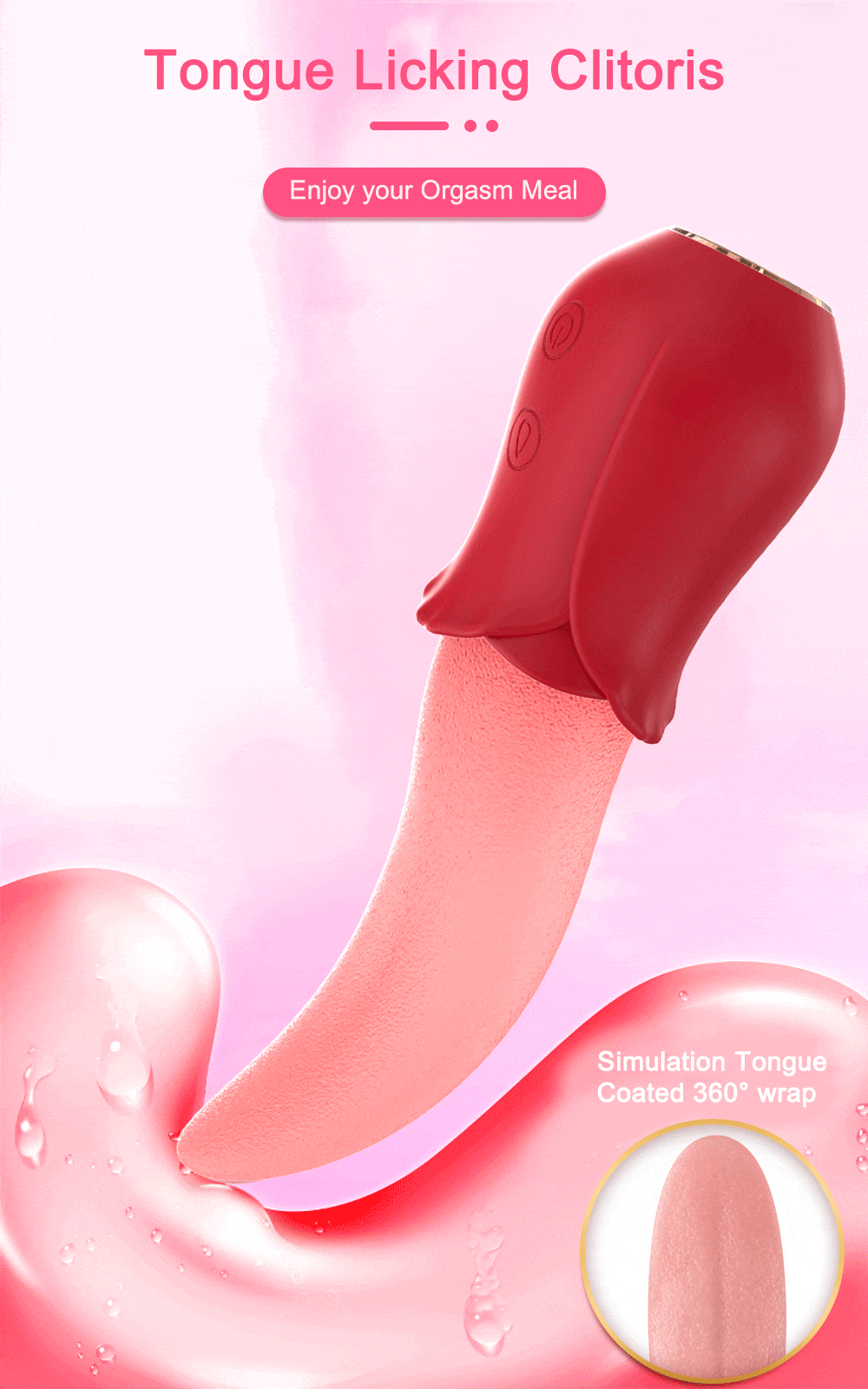 Vibrador lengua lamiendo rosa lengua lamiendo clítoris