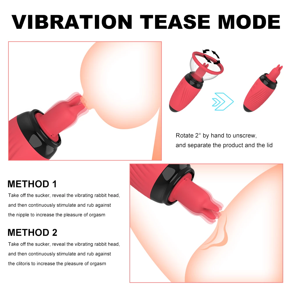 gebruik van de rose tepelzuiger vibratie-tease modus