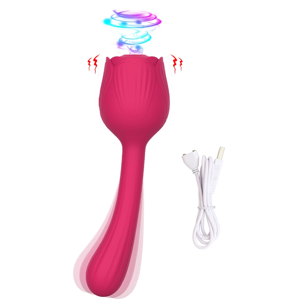 nouveau the rose toy imperméable avec double vibrateur de langue