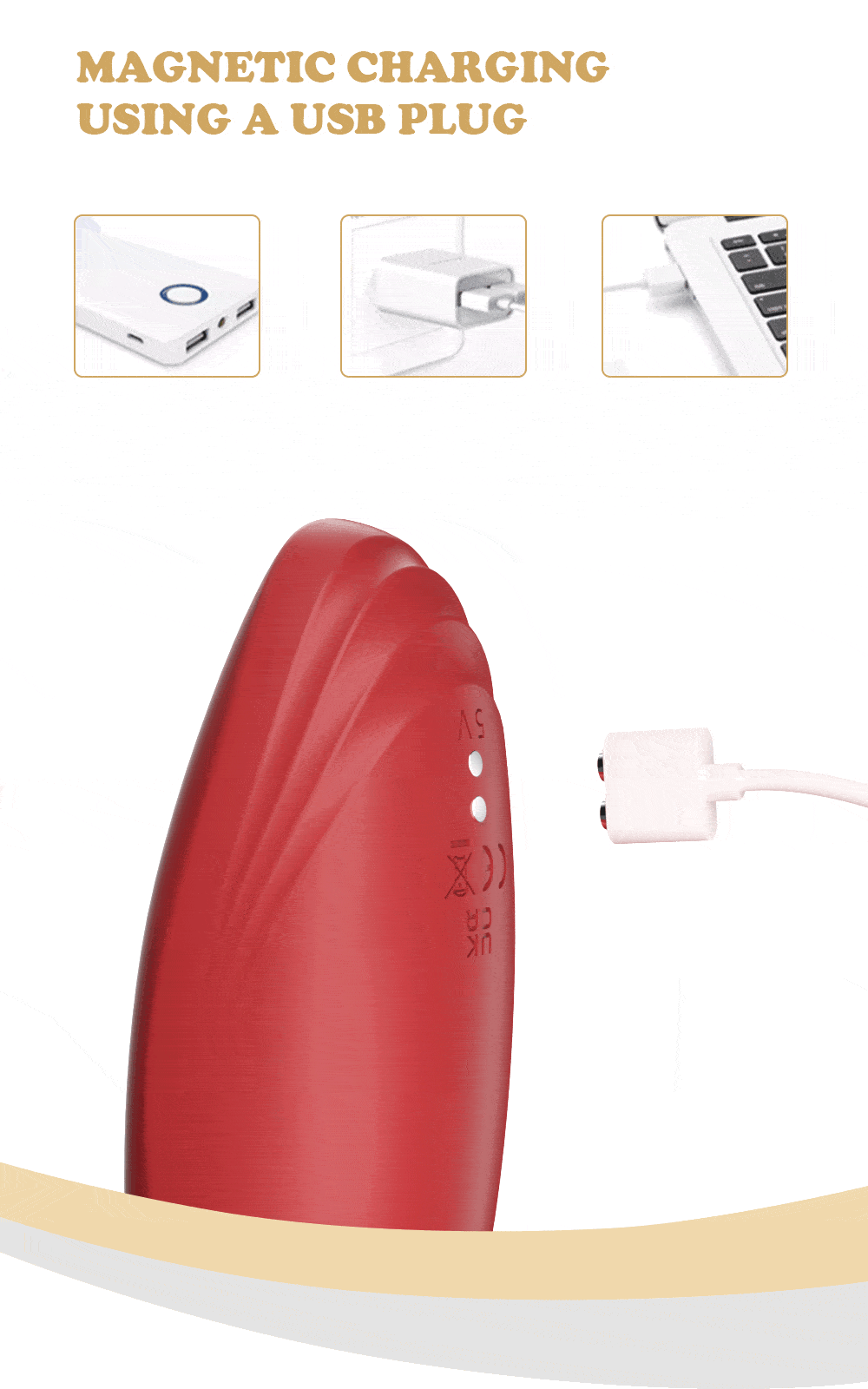 vibrateur lécheur de langue charge magnétique à l'aide d'une prise usb