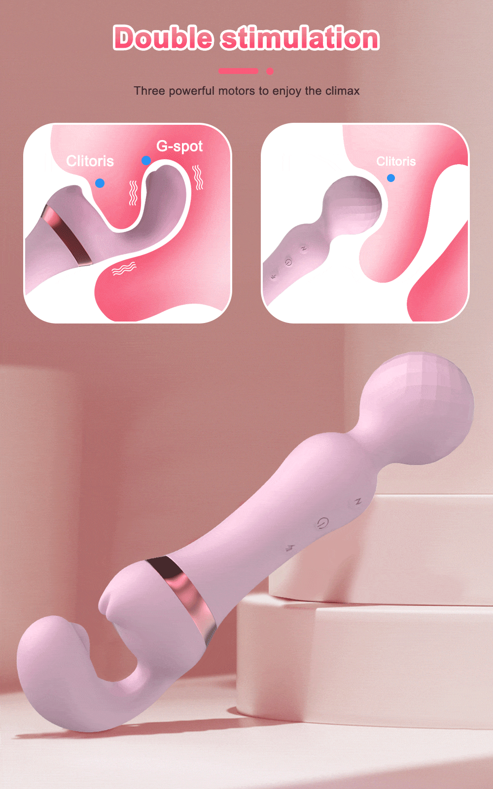 Vibratore con bacchetta per il punto G Stimolazione doppia del clitoride e del punto G