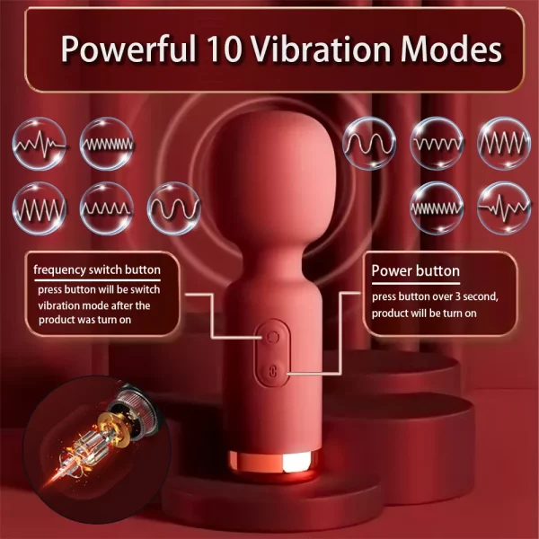 Baguette magique de massage puissante 10 modes de vibration