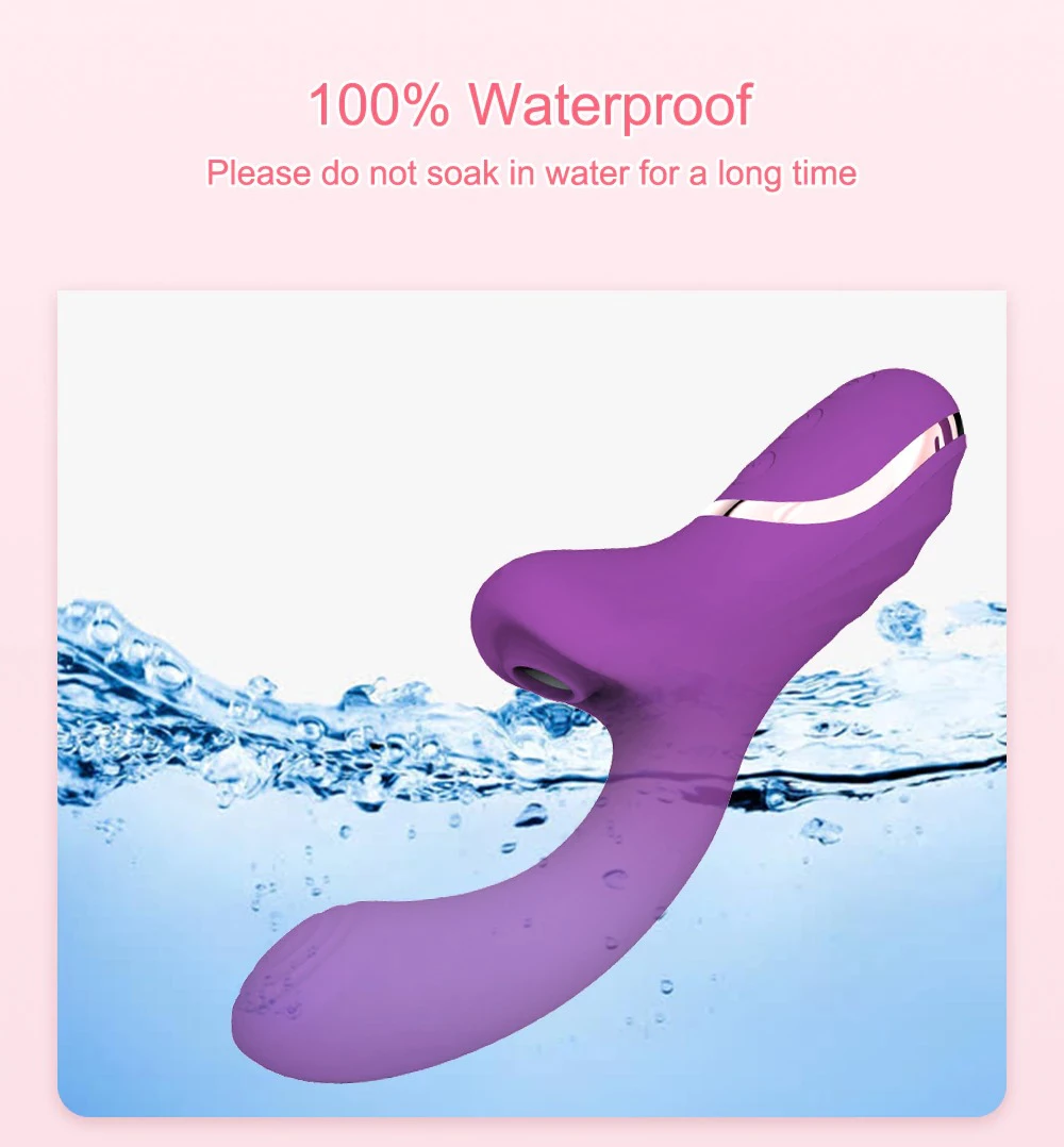 Gode de poussée avec suceur de clito 100 waterproof