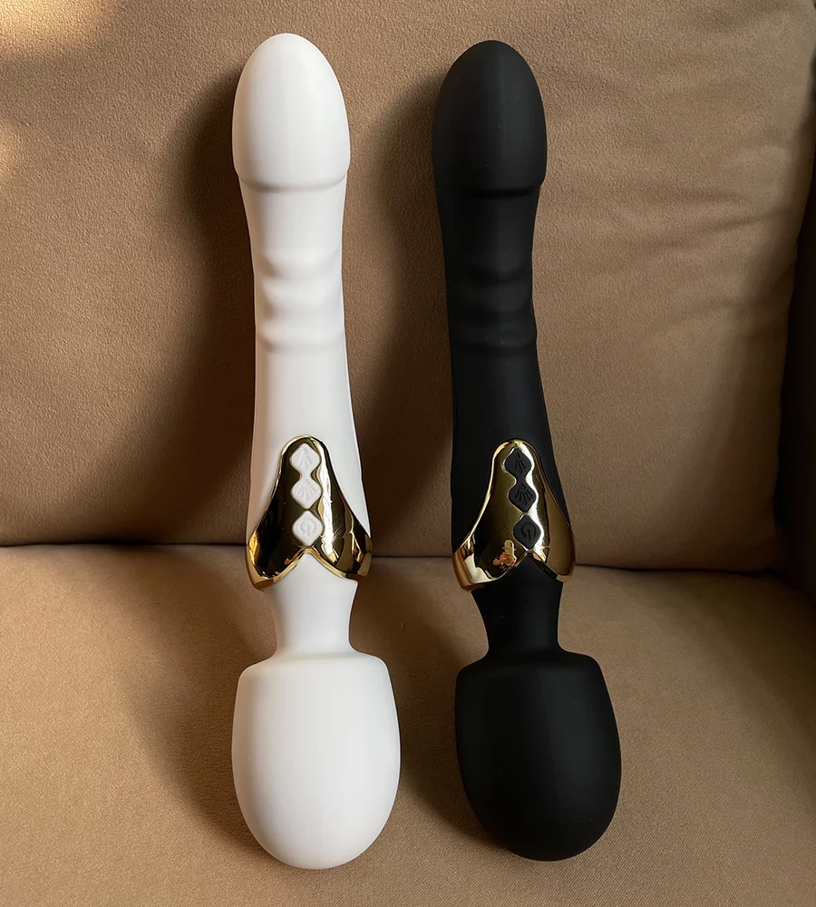 dildo bianco e vibratore a bacchetta magica nera giocattolo sessuale per donne